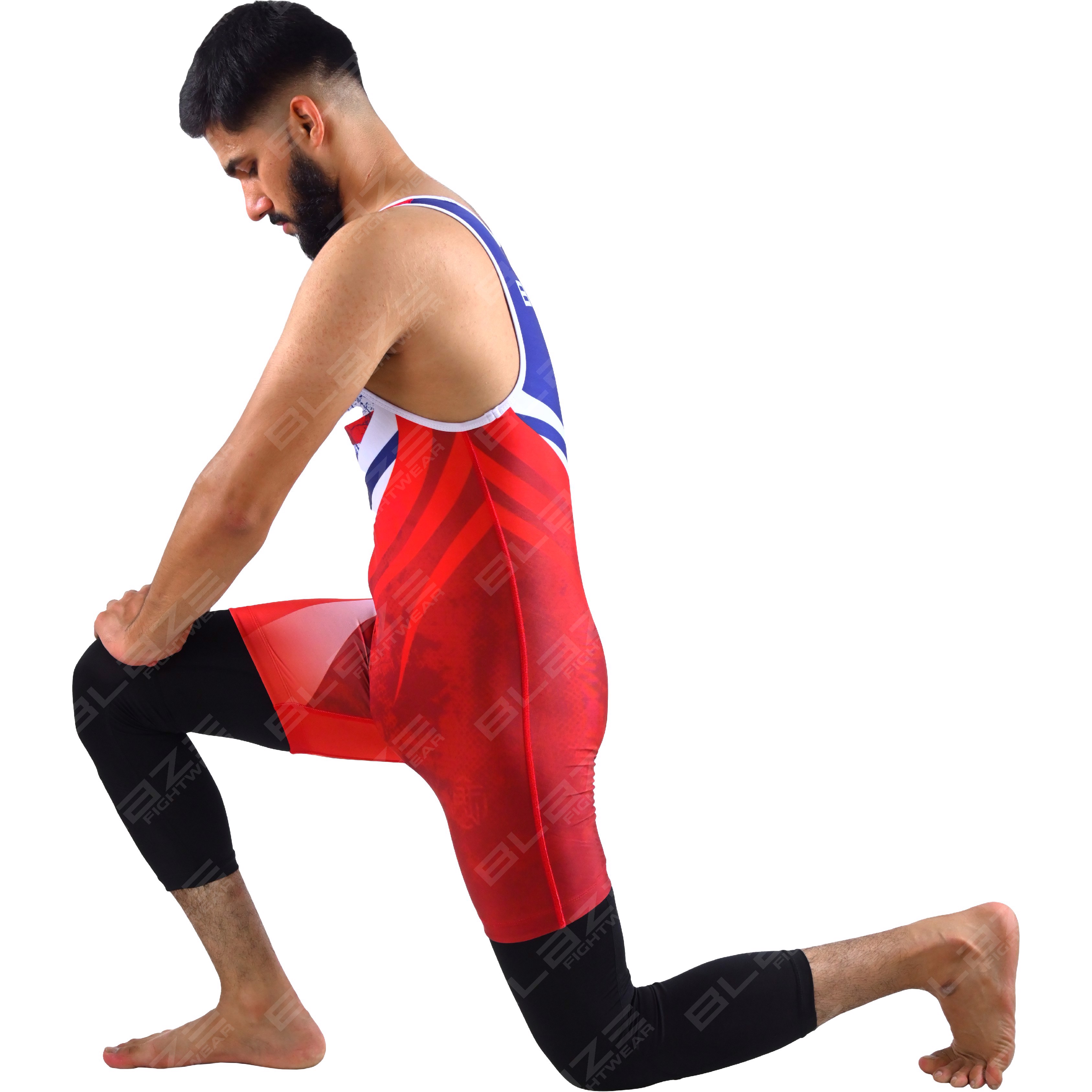 OEM men's high-stretch powerlifting singlet, one-piece garment with a refined knitted finish. - view 3