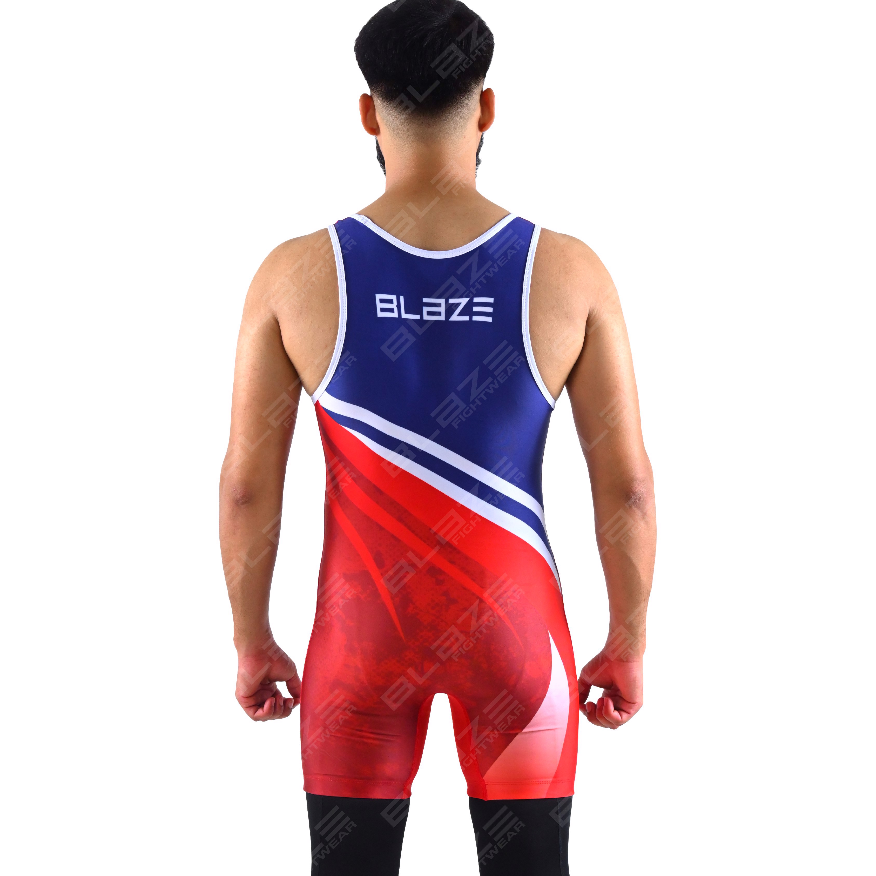 OEM men's high-stretch powerlifting singlet, one-piece garment with a refined knitted finish. - view 4