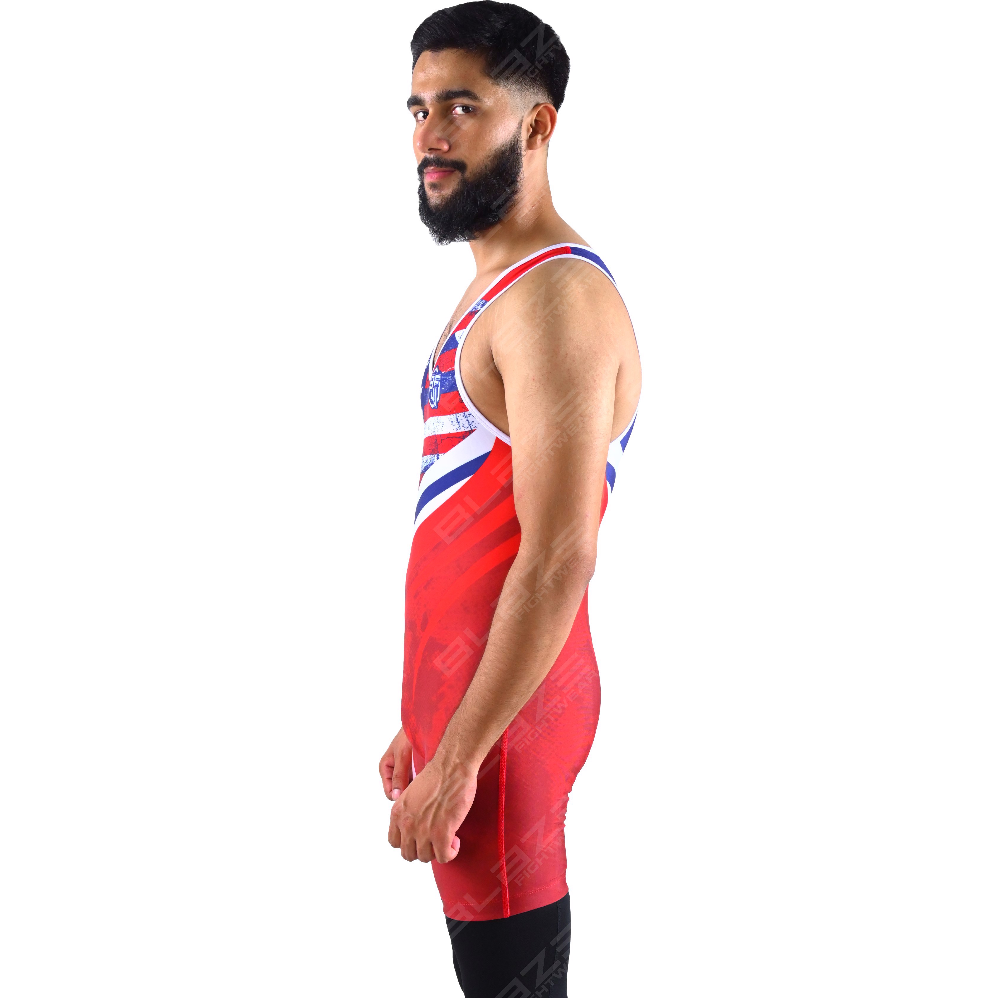 OEM men's high-stretch powerlifting singlet, one-piece garment with a refined knitted finish. - view 5
