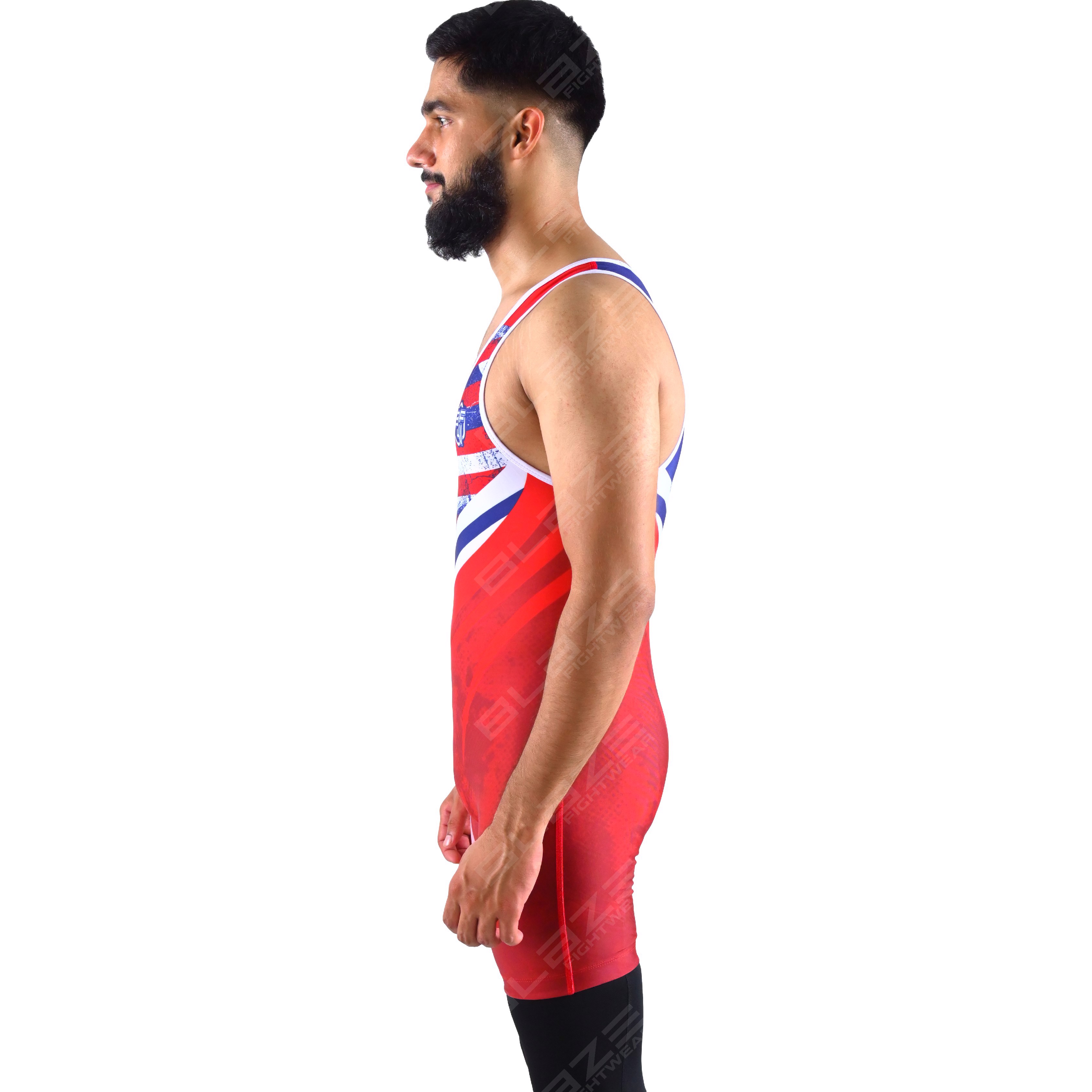 OEM men's high-stretch powerlifting singlet, one-piece garment with a refined knitted finish. - view 7