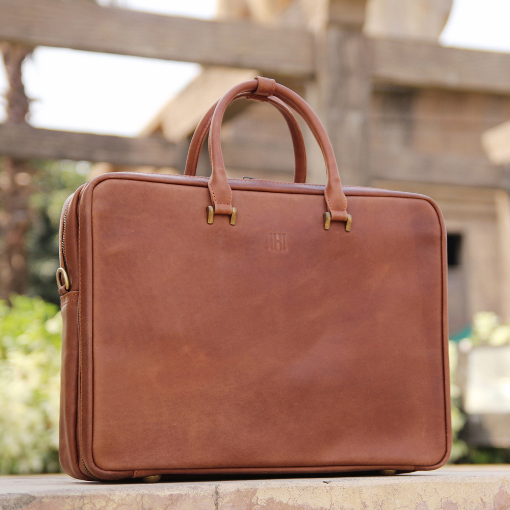 Double compartment Leather laptop bag, leather briefcase bag, business bag, leather bag