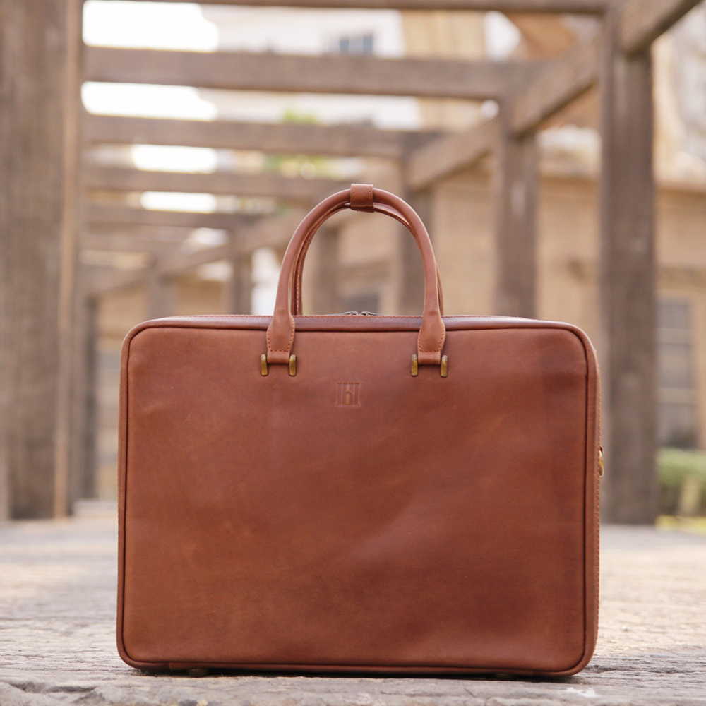 Double compartment Leather laptop bag, leather briefcase bag, business bag, leather bag - view 3
