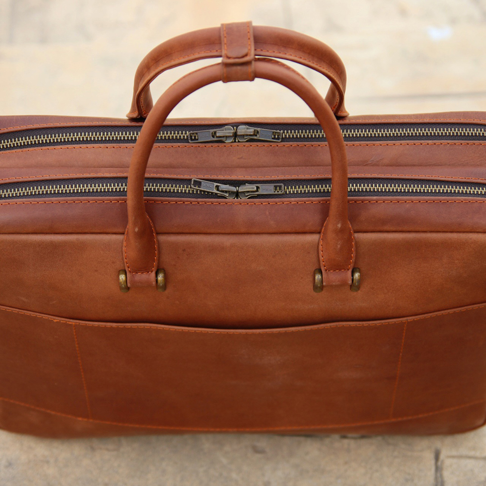 Double compartment Leather laptop bag, leather briefcase bag, business bag, leather bag - view 5