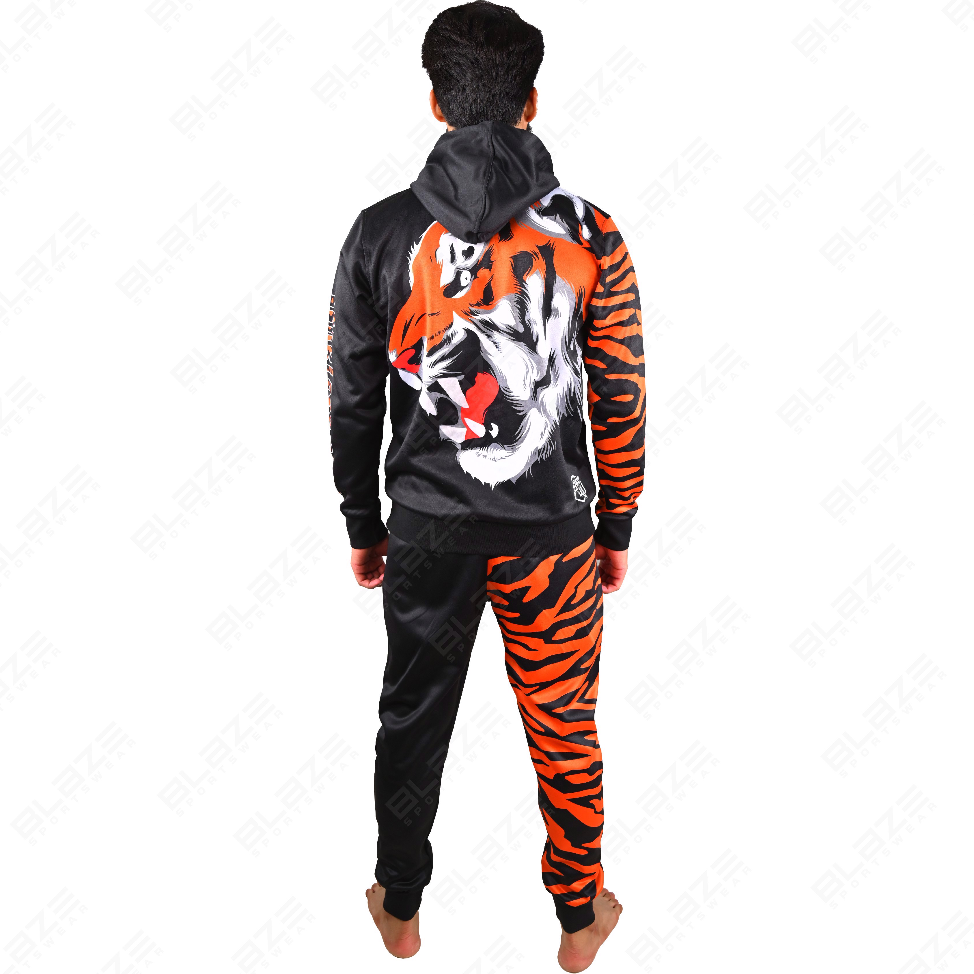 Custom men's slim-fit knitted tracksuit with sublimation and embroidered print, OEM available. - view 5