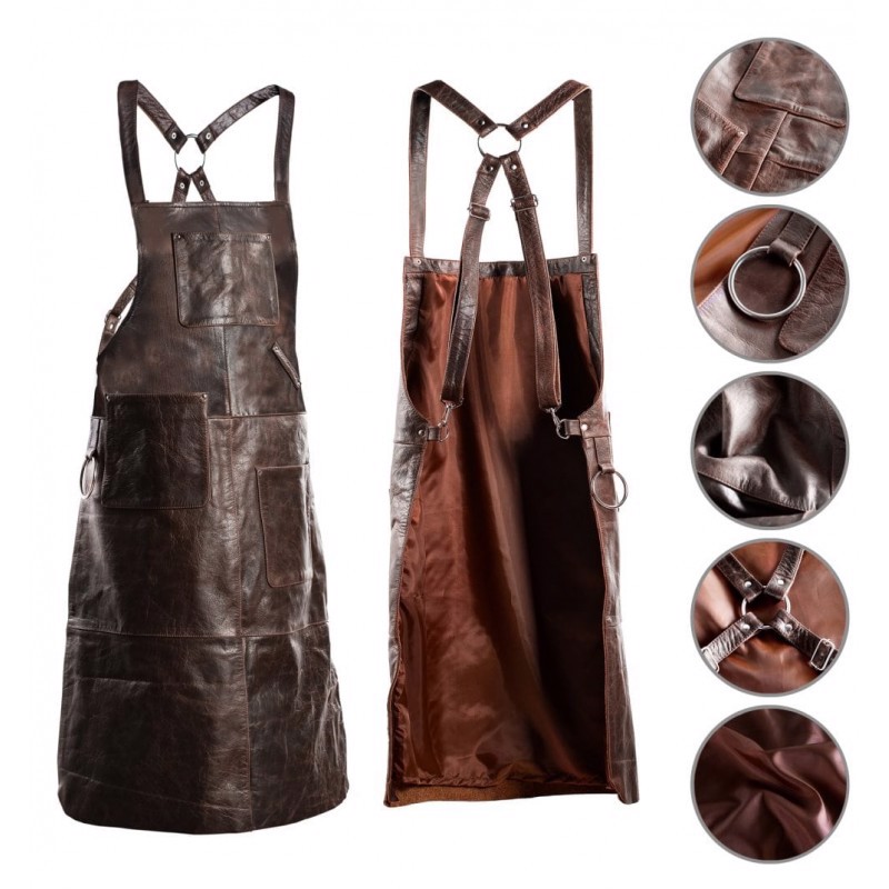 PREMIUM LEATHER VINTAGE BROWN APRON - view 2