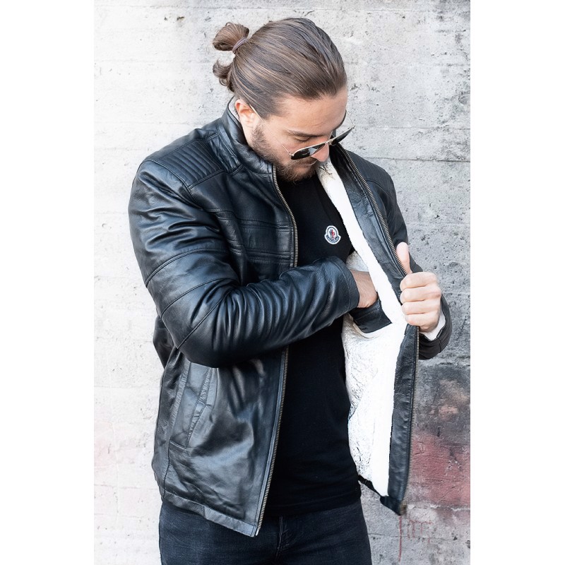 SUPREME AV8 TAYLOR SHEARLING BLACK WINTER LEATHER JACKET - view 4