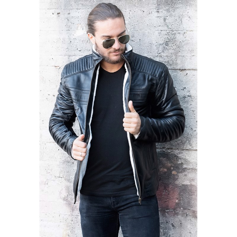 SUPREME AV8 TAYLOR SHEARLING BLACK WINTER LEATHER JACKET - view 5