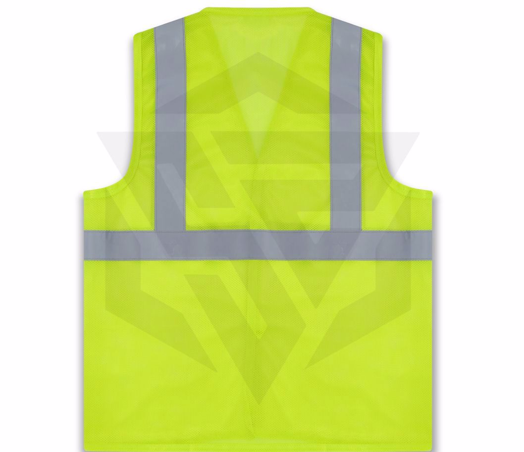 Customized High Visibility Reflective Road Work Traffic Safety Vest 100% Polyester Mesh Fabric
