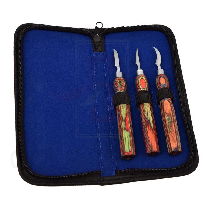 Wood Carving Stainless Steel 3 Pcs Set with PVC Pouch  - view 2