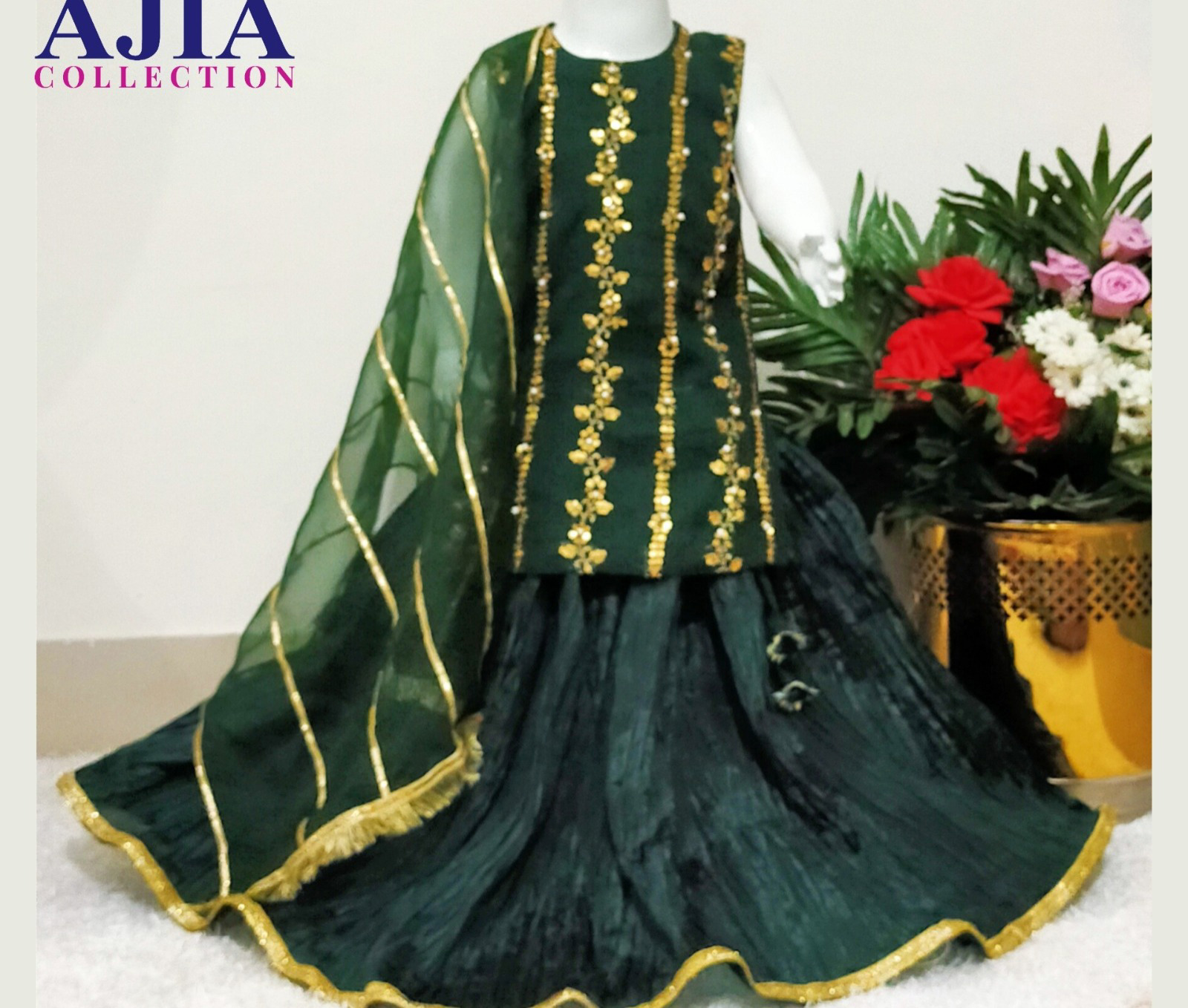 Radiant Tradition: Green Lehenga Choli In Crush Fabric Silk For Festive Celebrations 