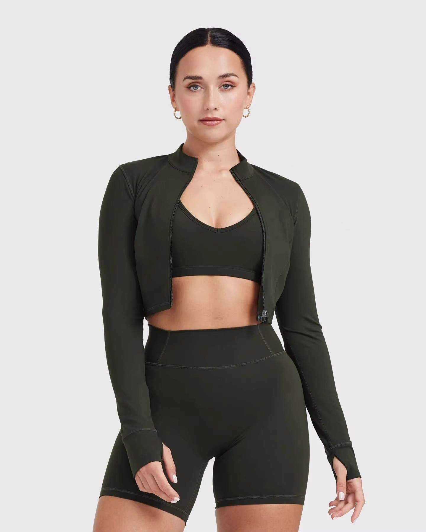 Women Zipper Workout Fitness Clothes Sports Jacket Long Sleeves Women Yoga Crop Tops yoga zipper - view 6