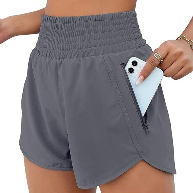 High Waisted Running Shorts Sporty Athletic Shorts Custom Logo Elastic Woman  Gym Shorts with Pocket - view 2