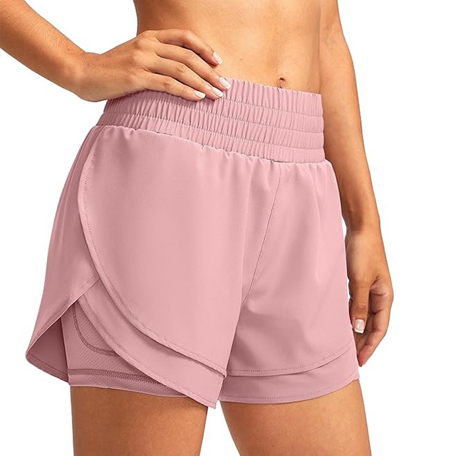 High Waisted Running Shorts Sporty Athletic Shorts Custom Logo Elastic Woman  Gym Shorts with Pocket - view 3