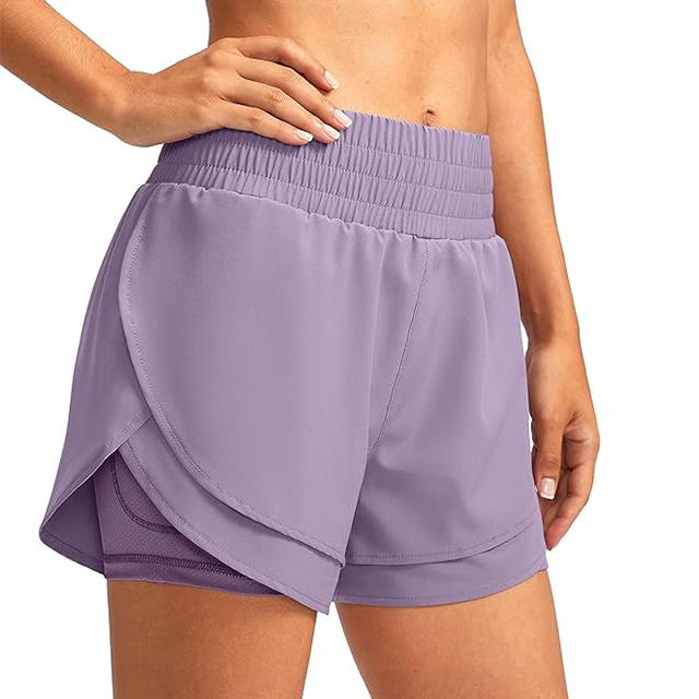 High Waisted Running Shorts Sporty Athletic Shorts Custom Logo Elastic Woman  Gym Shorts with Pocket - view 6