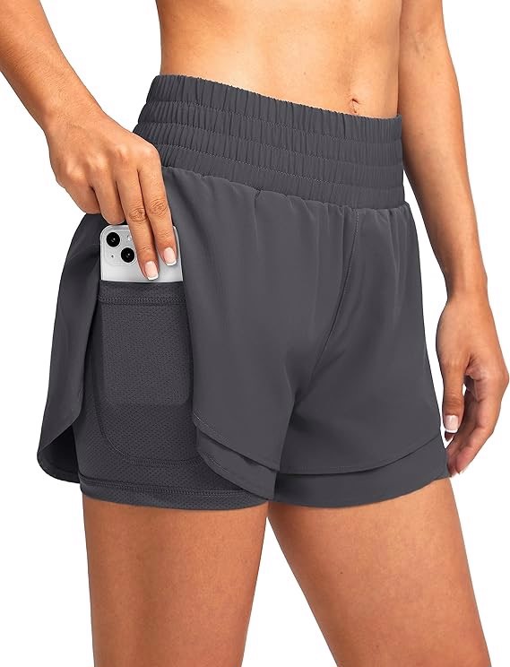 High Waisted Running Shorts Sporty Athletic Shorts Custom Logo Elastic Woman  Gym Shorts with Pocket - view 7