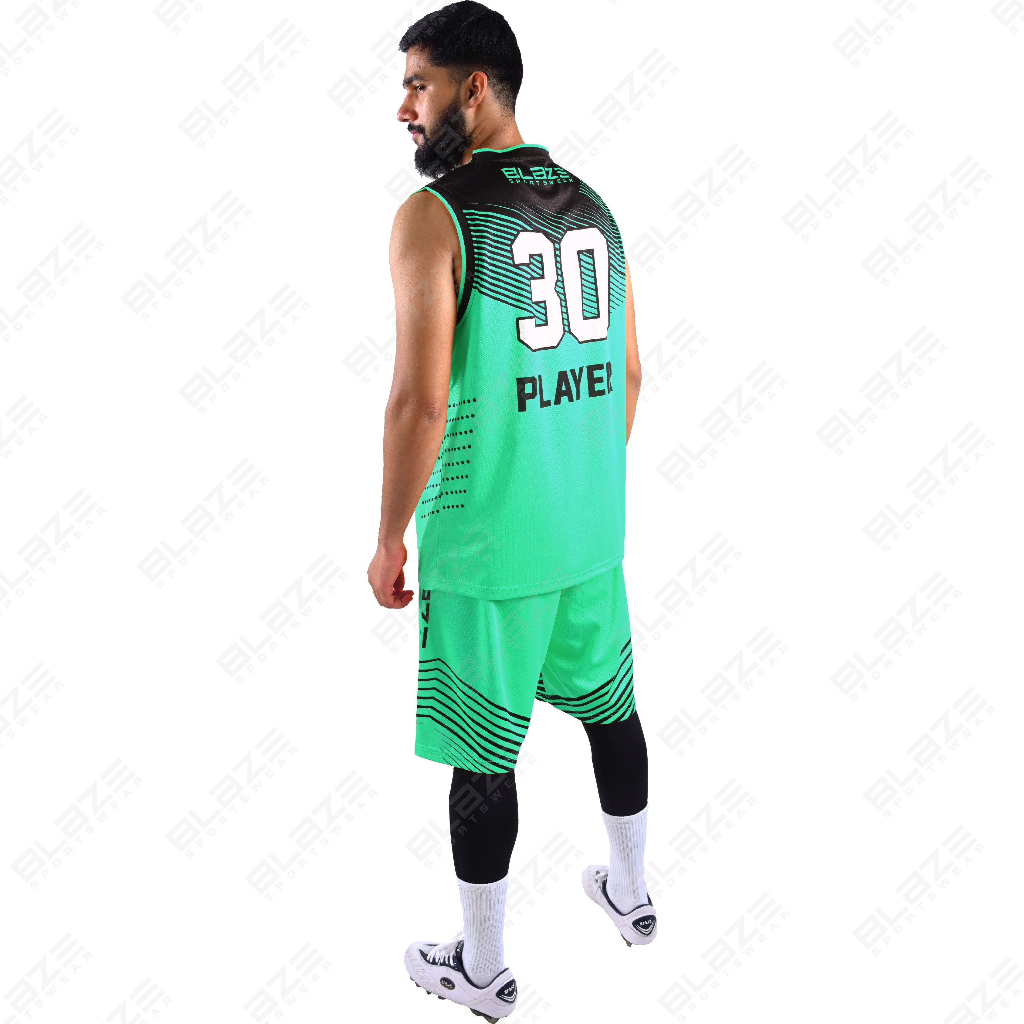   Custom 100% polyester basketball uniform with a new design for men featuring a stylish kit.