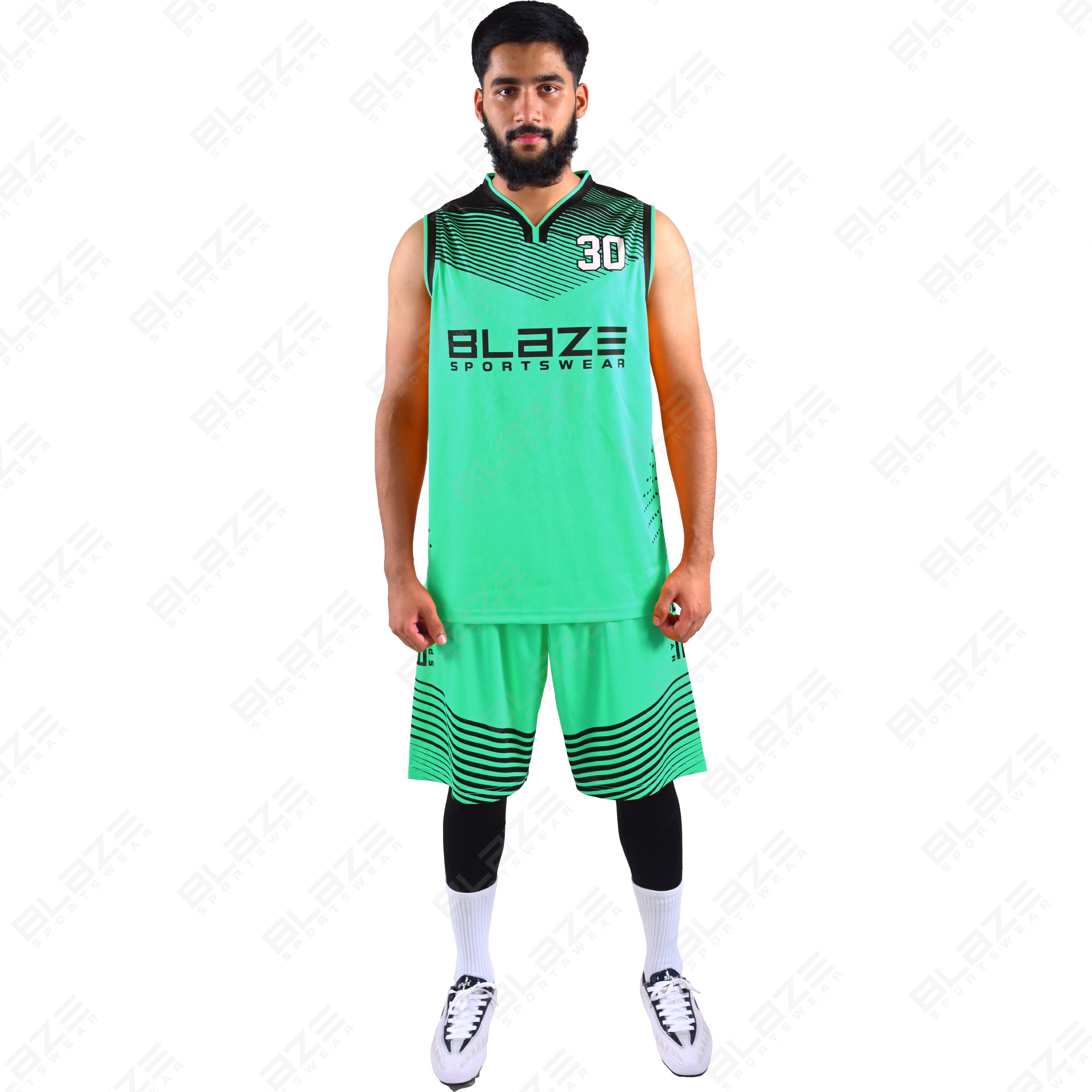   Custom 100% polyester basketball uniform with a new design for men featuring a stylish kit. - view 7