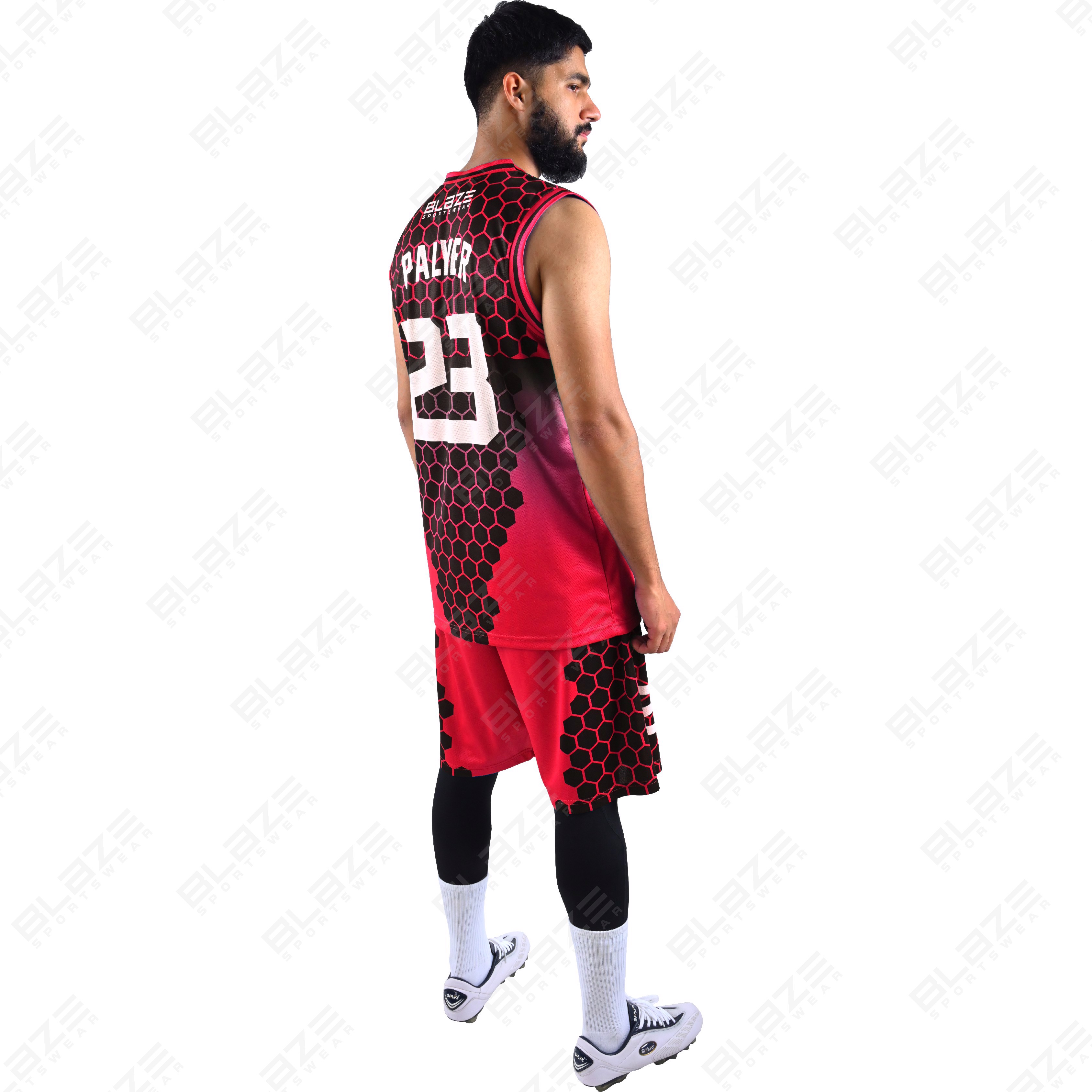  Custom 100% polyester basketball uniform with a modern design for athletes, featuring a stylish kit - view 4