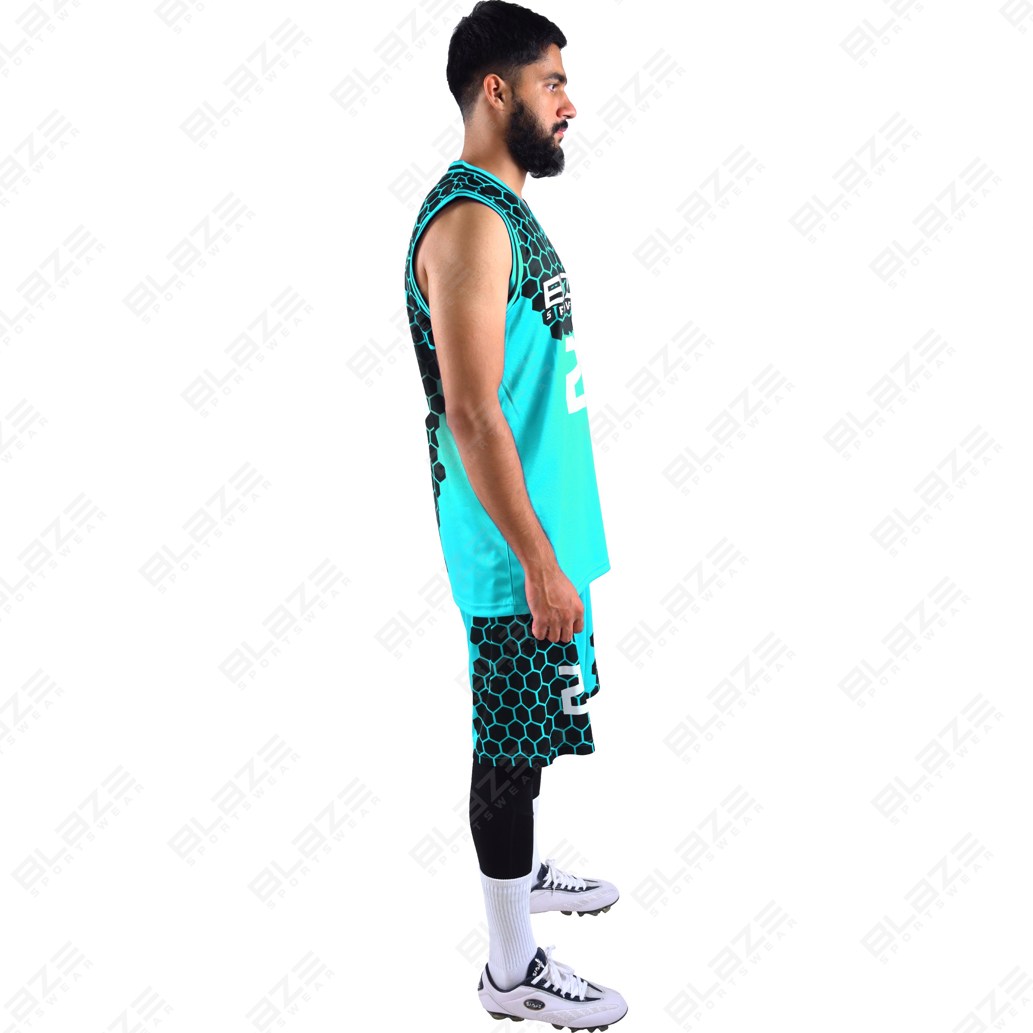  Custom 100% polyester basketball uniform with a Top design for players, featuring a sleek kit