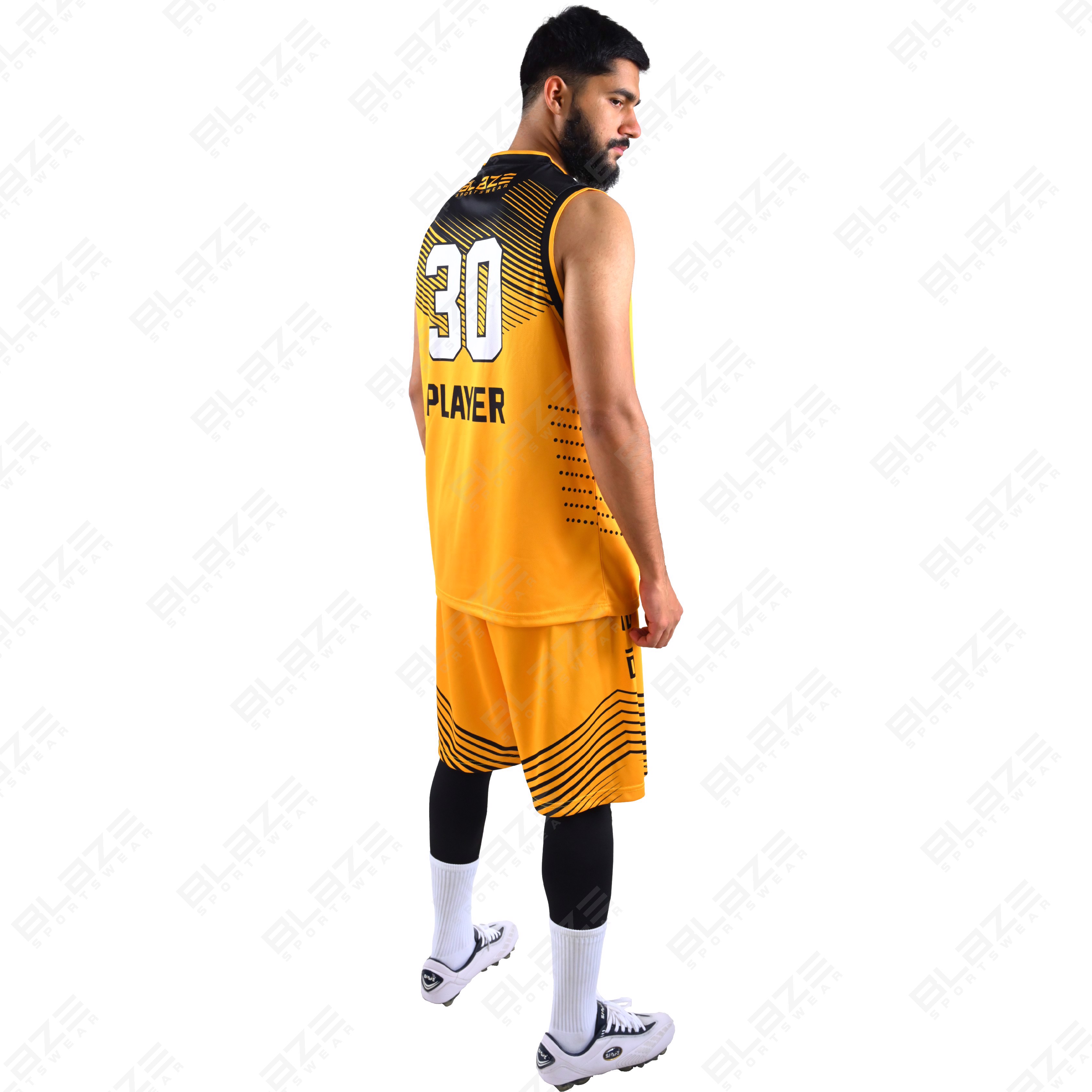 Custom 100% polyester basketball uniform with a fresh design for competitors, featuring a chic kit. - view 3