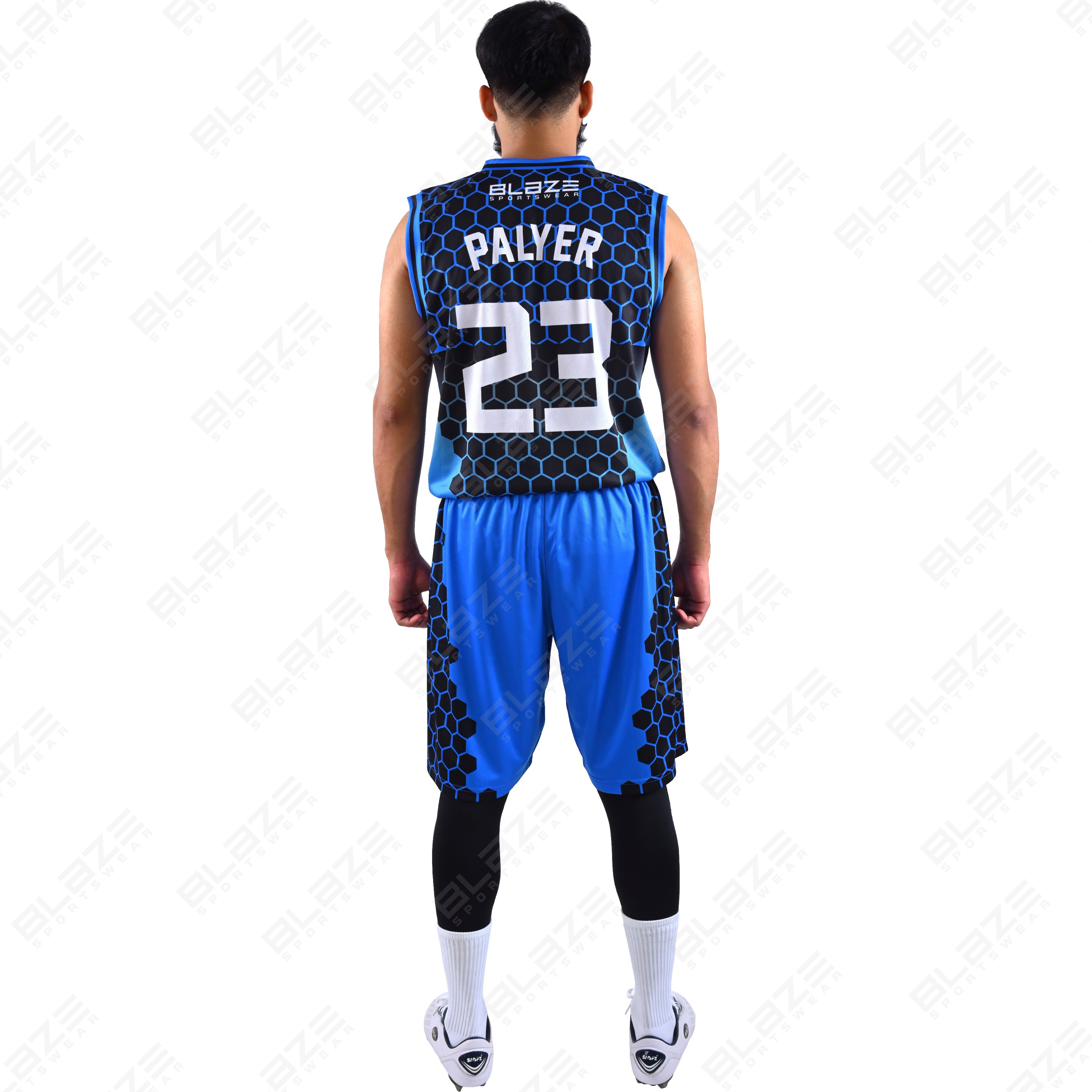 Custom 100% polyester basketball uniform with a trendy design for sports featuring a stylish kit. - view 5