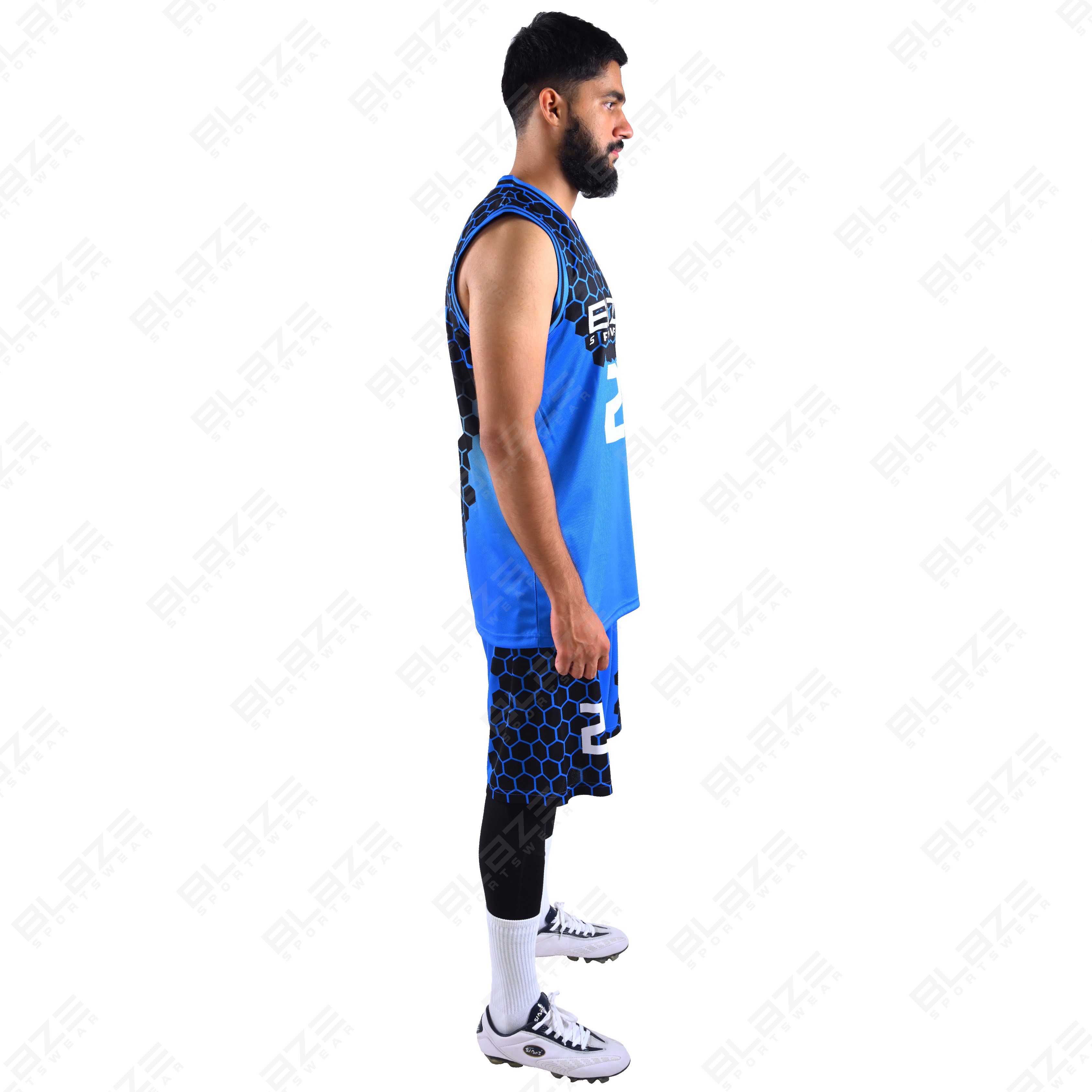 Custom 100% polyester basketball uniform with a trendy design for sports featuring a stylish kit. - view 6