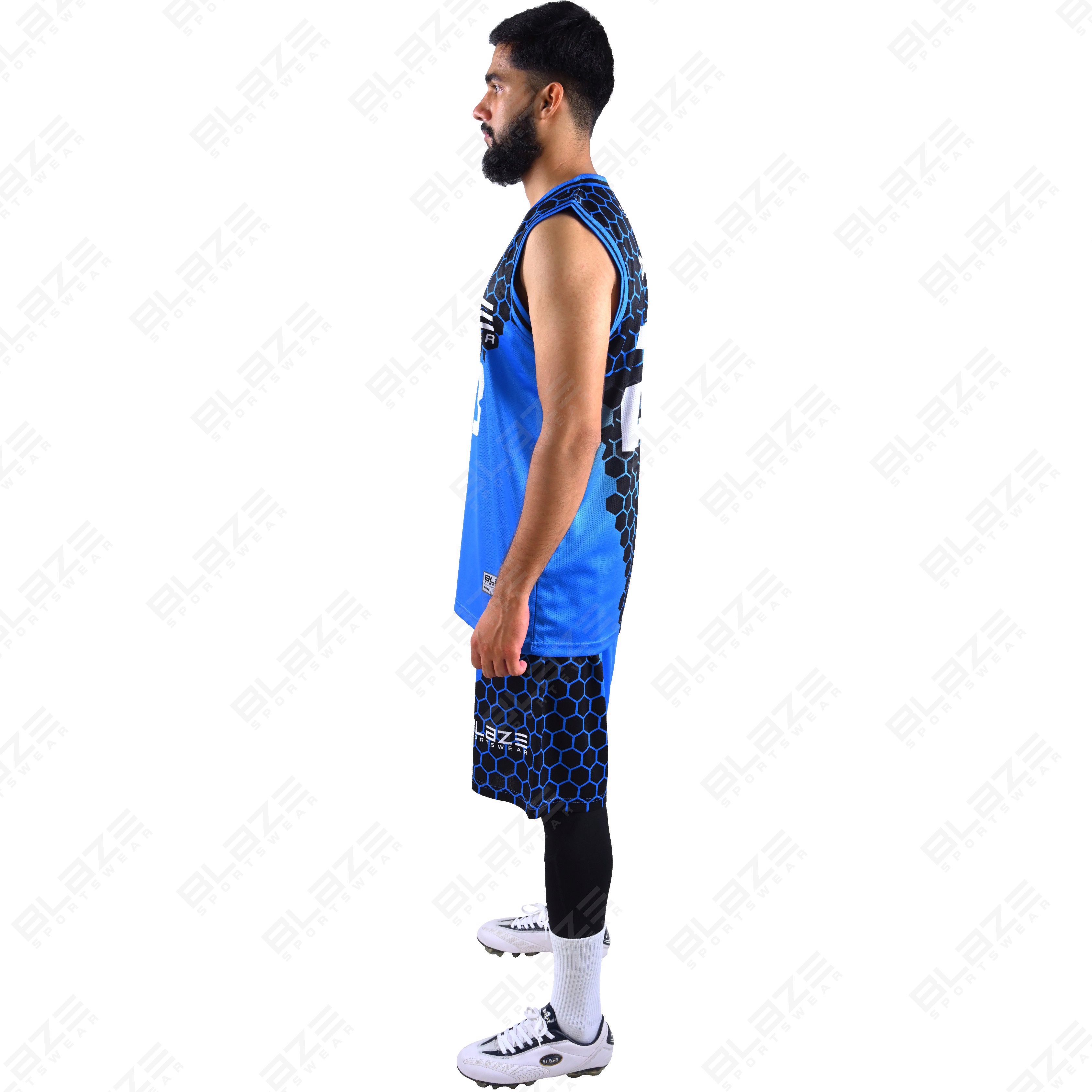 Custom 100% polyester basketball uniform with a trendy design for sports featuring a stylish kit. - view 7