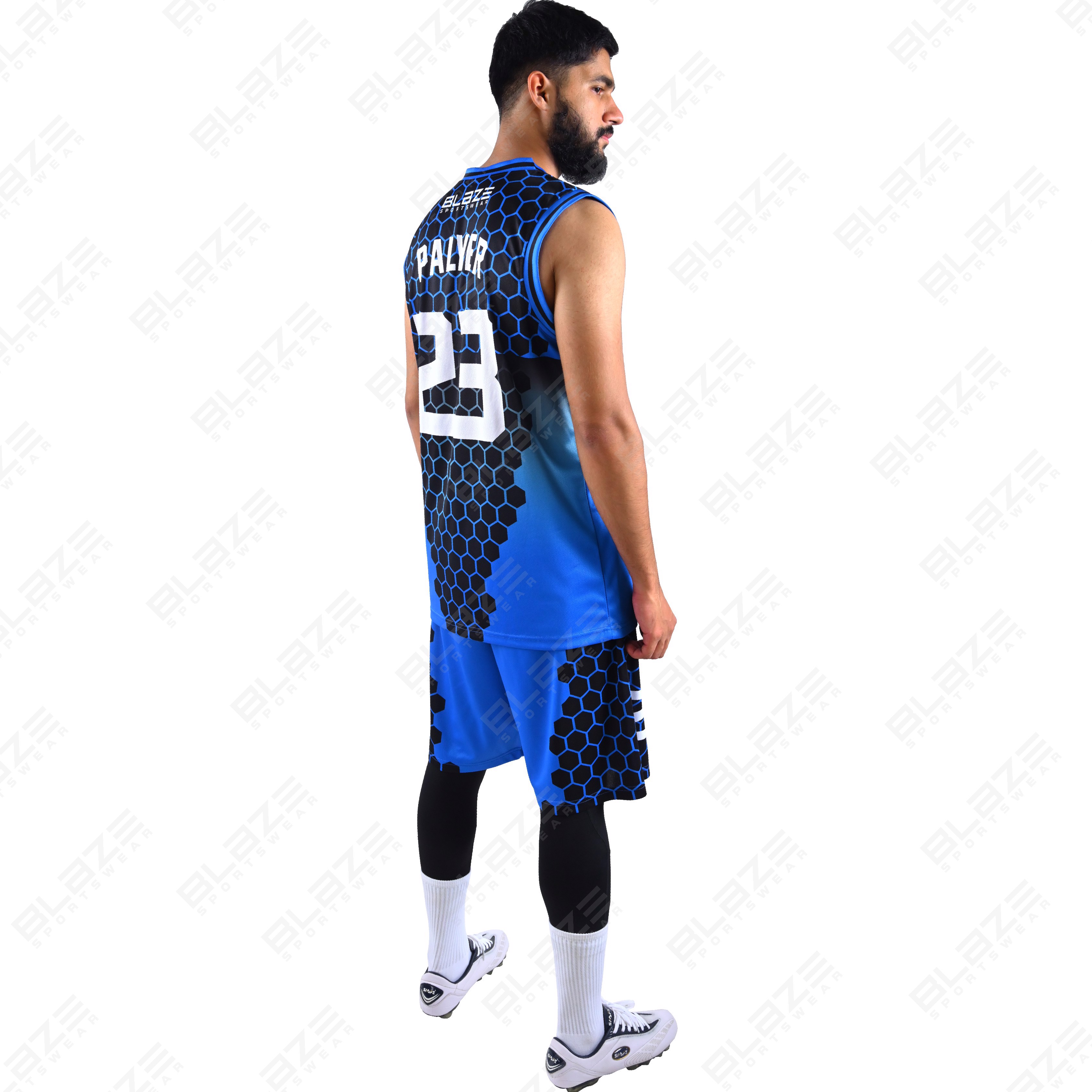 Custom 100% polyester basketball uniform with a trendy design for sports featuring a stylish kit. - view 8