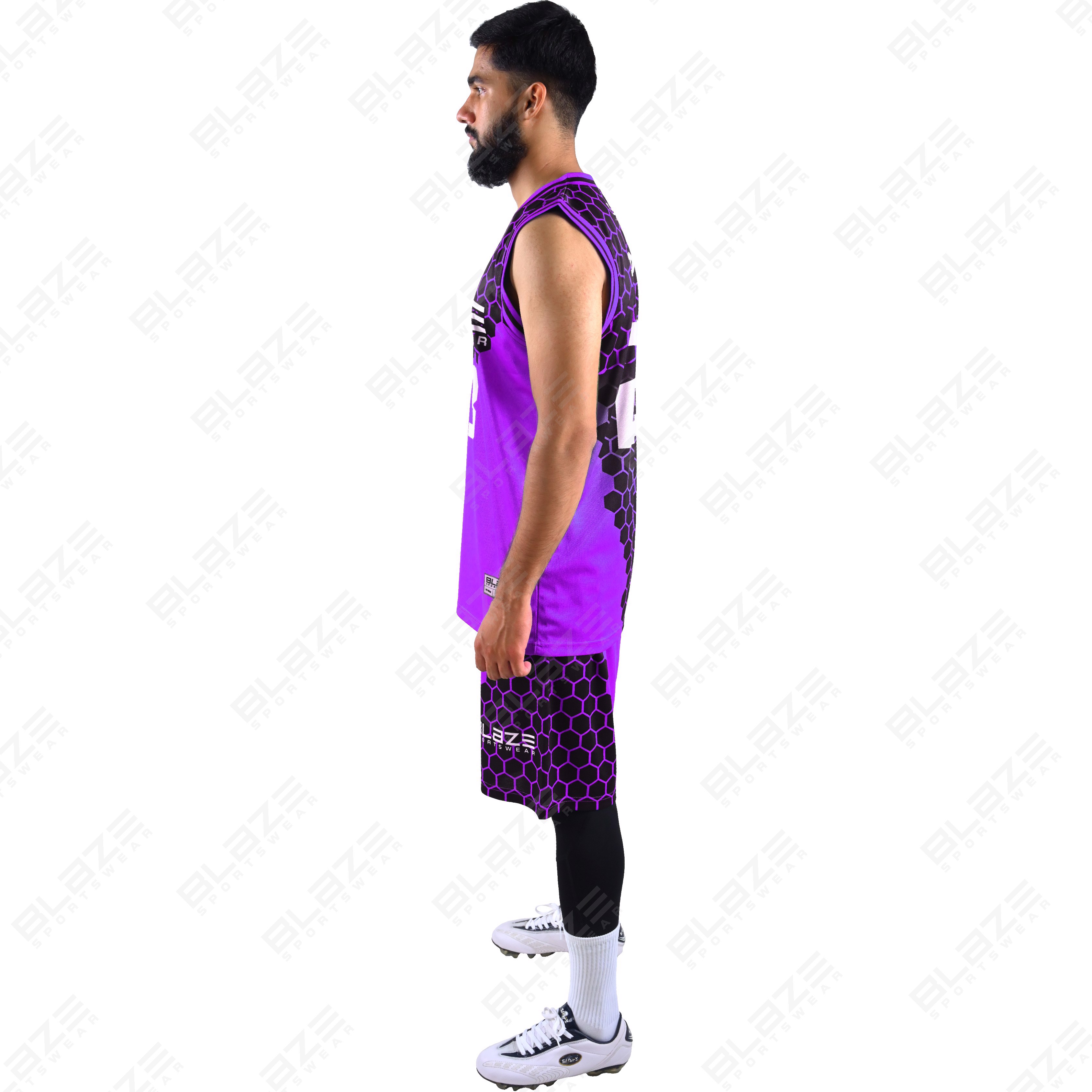  Custom 100% polyester basketball uniform with a sleek design for players, featuring a modern kit. - view 5