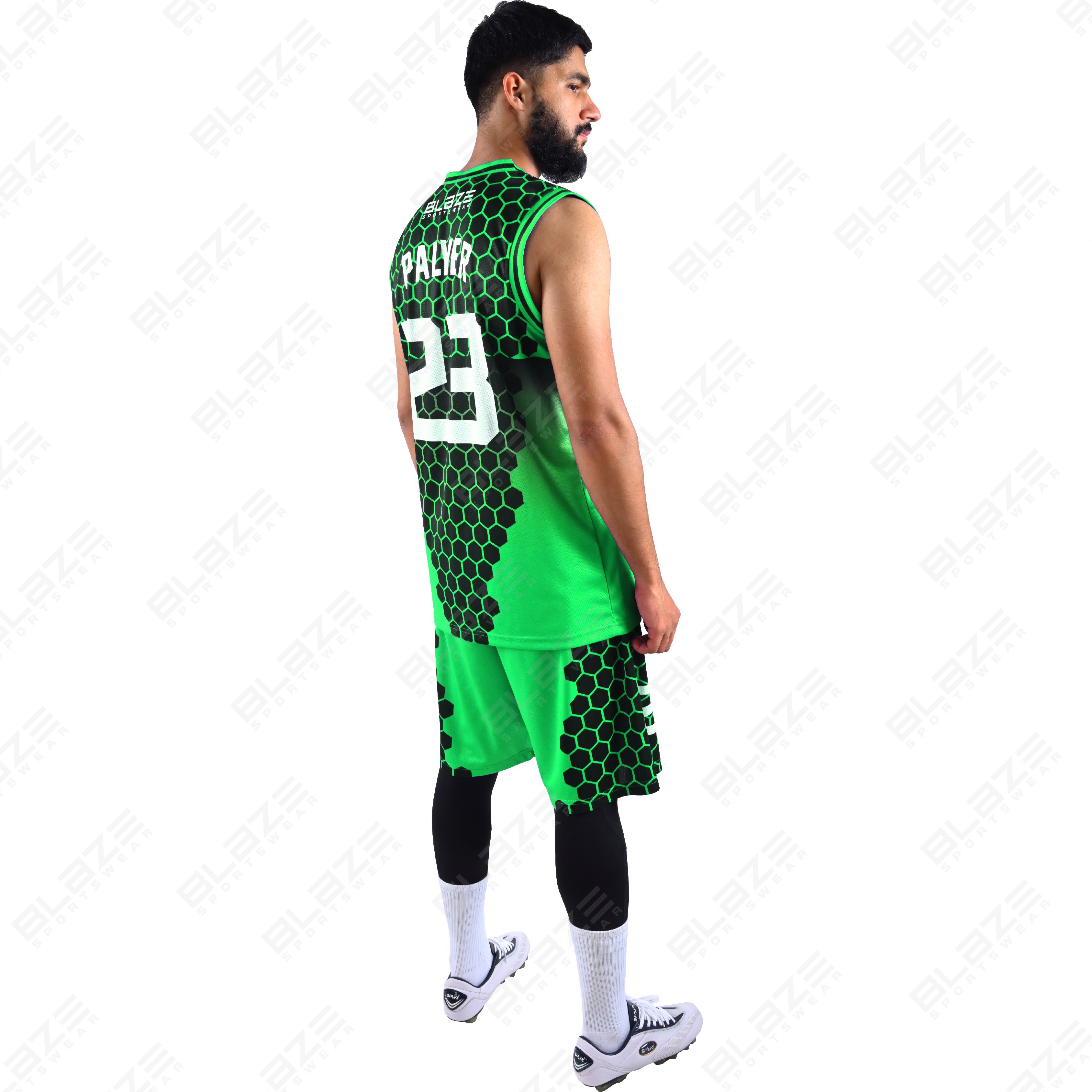 100% polyester custom basketball uniform with a sleek design for players, featuring a modern kit. - view 5
