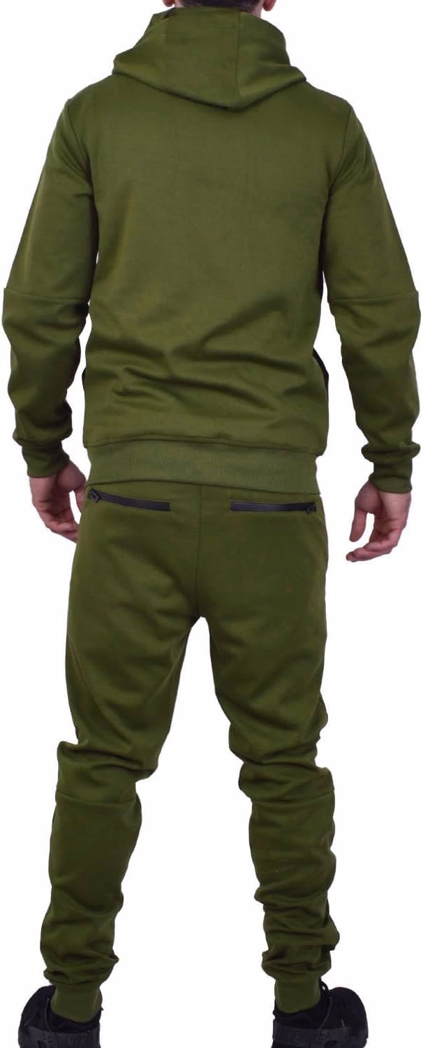  Men's Athletic Sports Casual 2 Piece Solid Color Tracksuit Hoodie Jogger Pants Sweatsuit Set - view 3