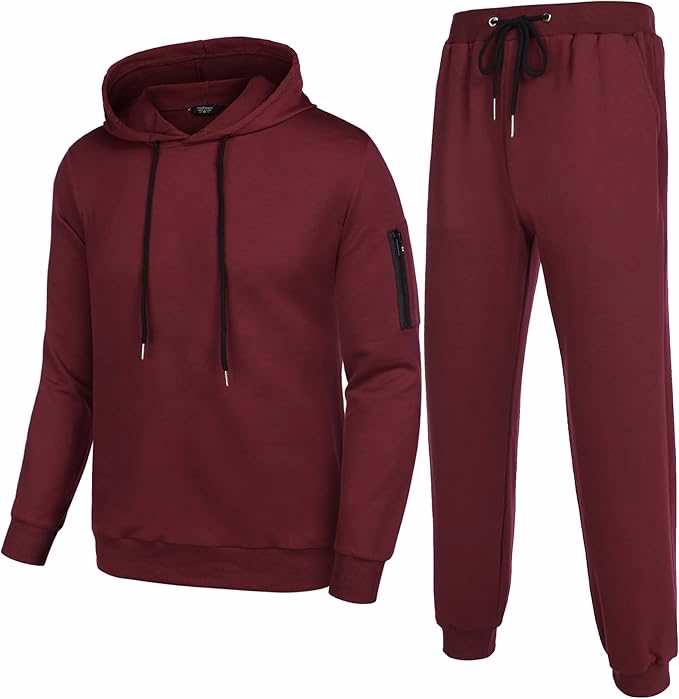 Men's Tracksuit 2 Piece Hooded Athletic Sweatsuits Casual Running Jogging Sport Suit Sets