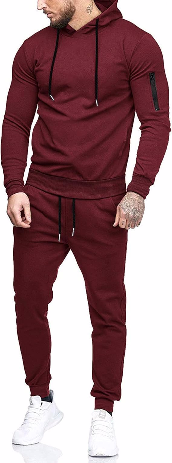 Men's Tracksuit 2 Piece Hooded Athletic Sweatsuits Casual Running Jogging Sport Suit Sets - view 4