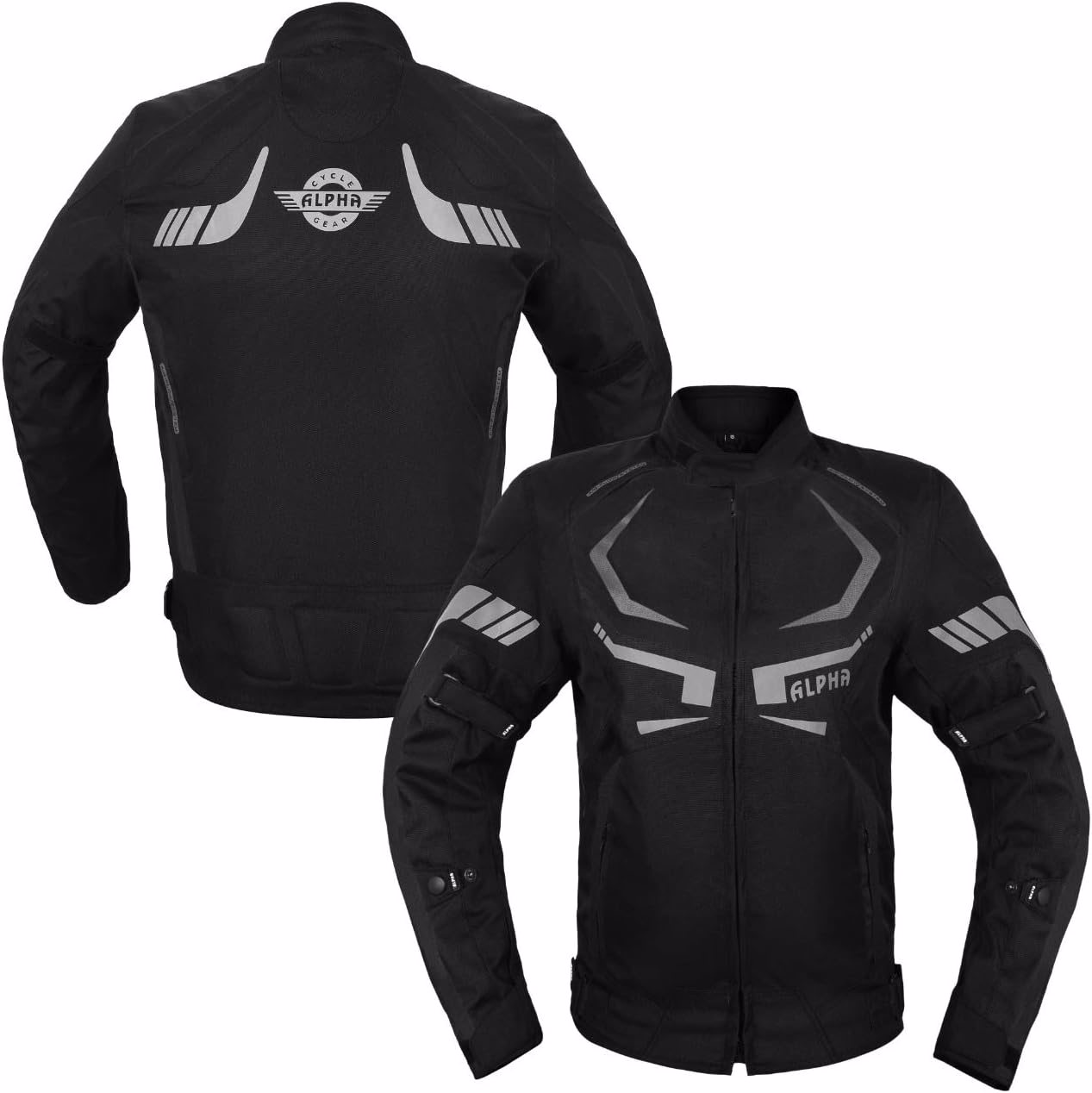 MOTORCYCLE JACKET MENS CE ARMORED BIKERS RIDING RACING WATERPROOF ALL SEASON JACKET (BLACK, 3X-LARGE - view 2