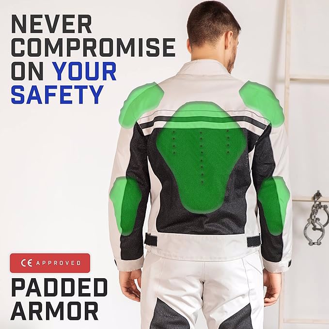 Motorcycle Jacket-Biker Jacket-CE Armor Motorcycle Jacket Men-High Visibility Motorcycle Jacket with - view 3