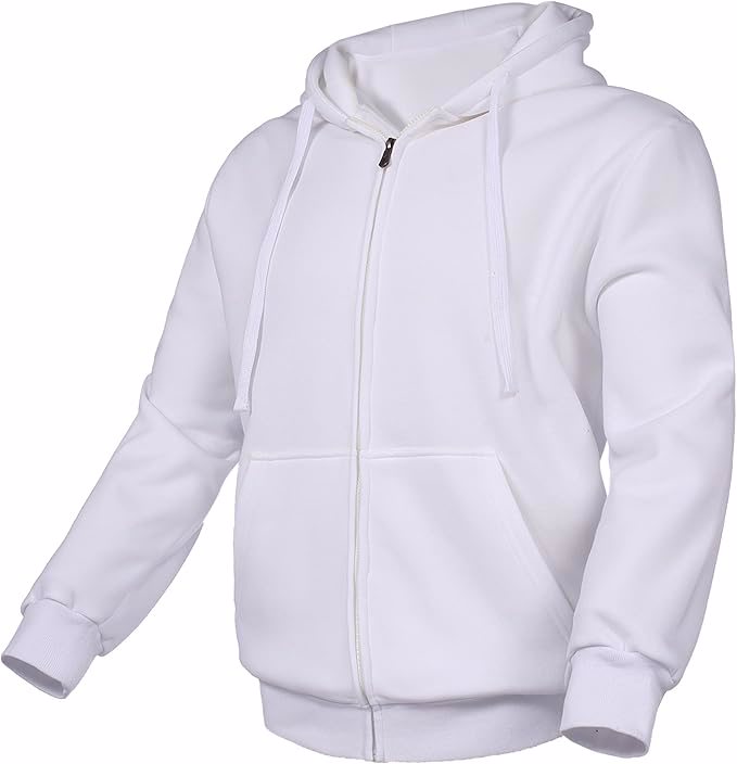 Mens Zip UP Hoodies Casual Long Sleeve Fleece Full Zip Hooded Sweatshirts with Pockets