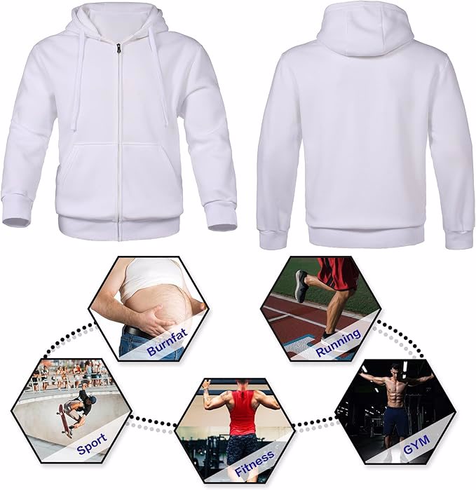 Mens Zip UP Hoodies Casual Long Sleeve Fleece Full Zip Hooded Sweatshirts with Pockets - view 3