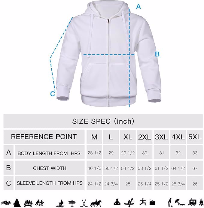 Mens Zip UP Hoodies Casual Long Sleeve Fleece Full Zip Hooded Sweatshirts with Pockets - view 4