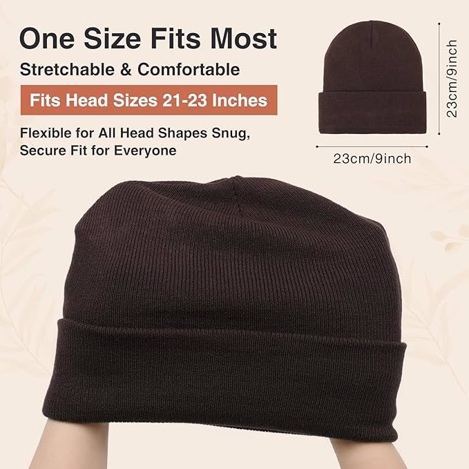 Satin Lined Beanie Hats for Women Men Knit Acrylic Beanie Winter Hat Silk Lining Soft Slouchy Warm  - view 3