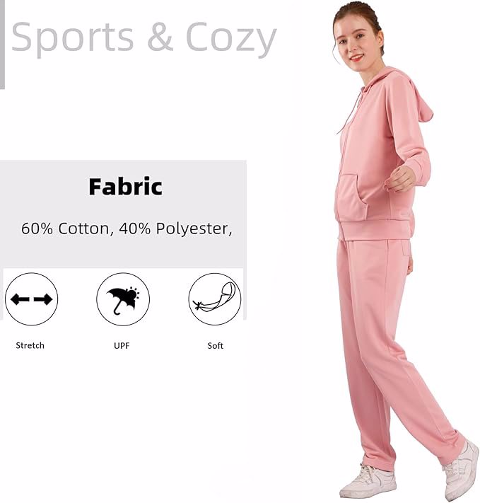 Women's Two Piece Outfits Sweatsuit Set Jogging Track Suits Zipper Hoodies & Sweatpants - view 3