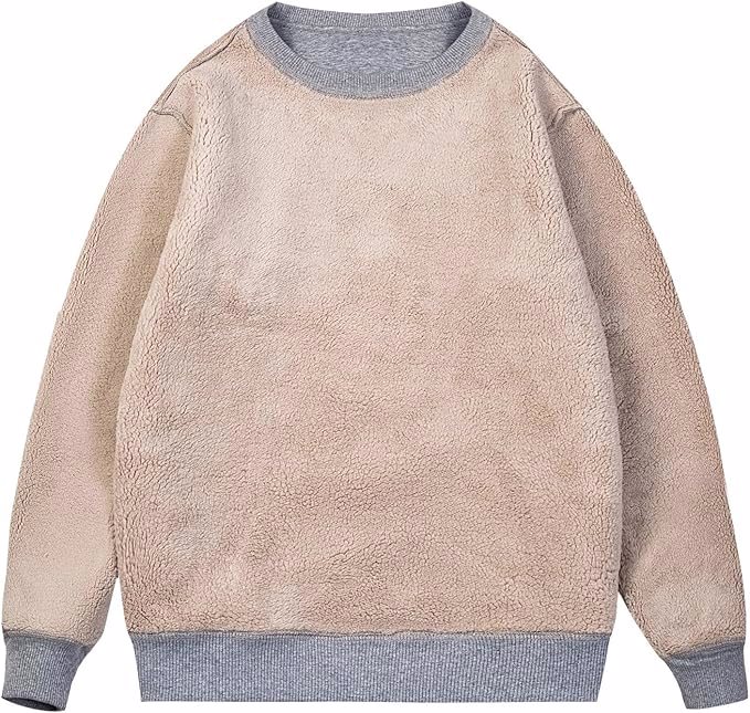 Men's Sherpa Lined Sweatshirts Fleece Pullover Basic Tops Warm Crewneck Winter Sweatshirt - view 3