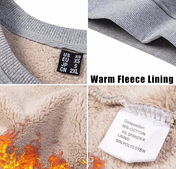 Men's Sherpa Lined Sweatshirts Fleece Pullover Basic Tops Warm Crewneck Winter Sweatshirt - view 4