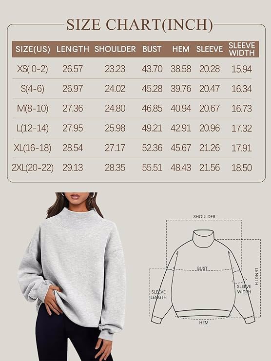 Womens Oversized Sweatshirts Turtleneck Pullover Long Sleeve Hoodies Tops Fall Fashion Outfits 2024  - view 4