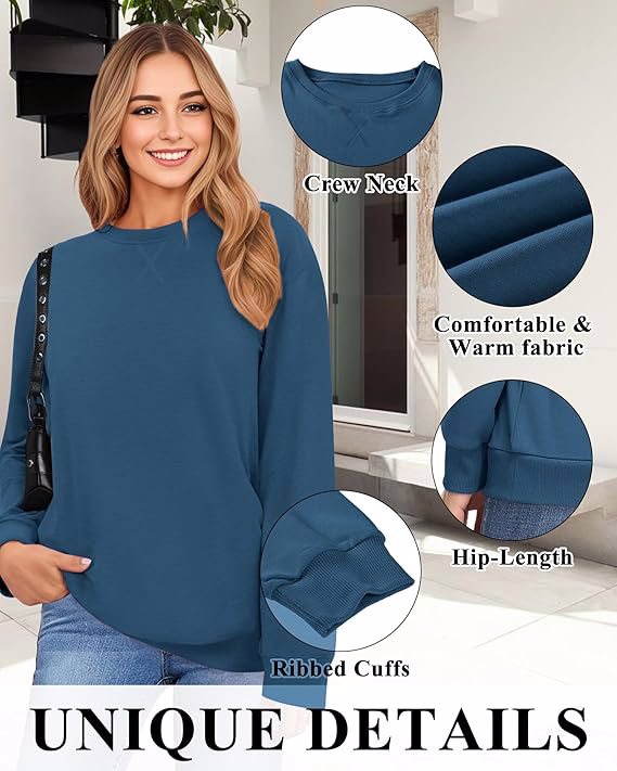 Sweatshirt for Women, Casual Crewneck Sweatshirts Women Loose Fit Long Sleeve Pullover Tops Cute Sof - view 2