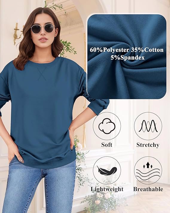 Sweatshirt for Women, Casual Crewneck Sweatshirts Women Loose Fit Long Sleeve Pullover Tops Cute Sof - view 3