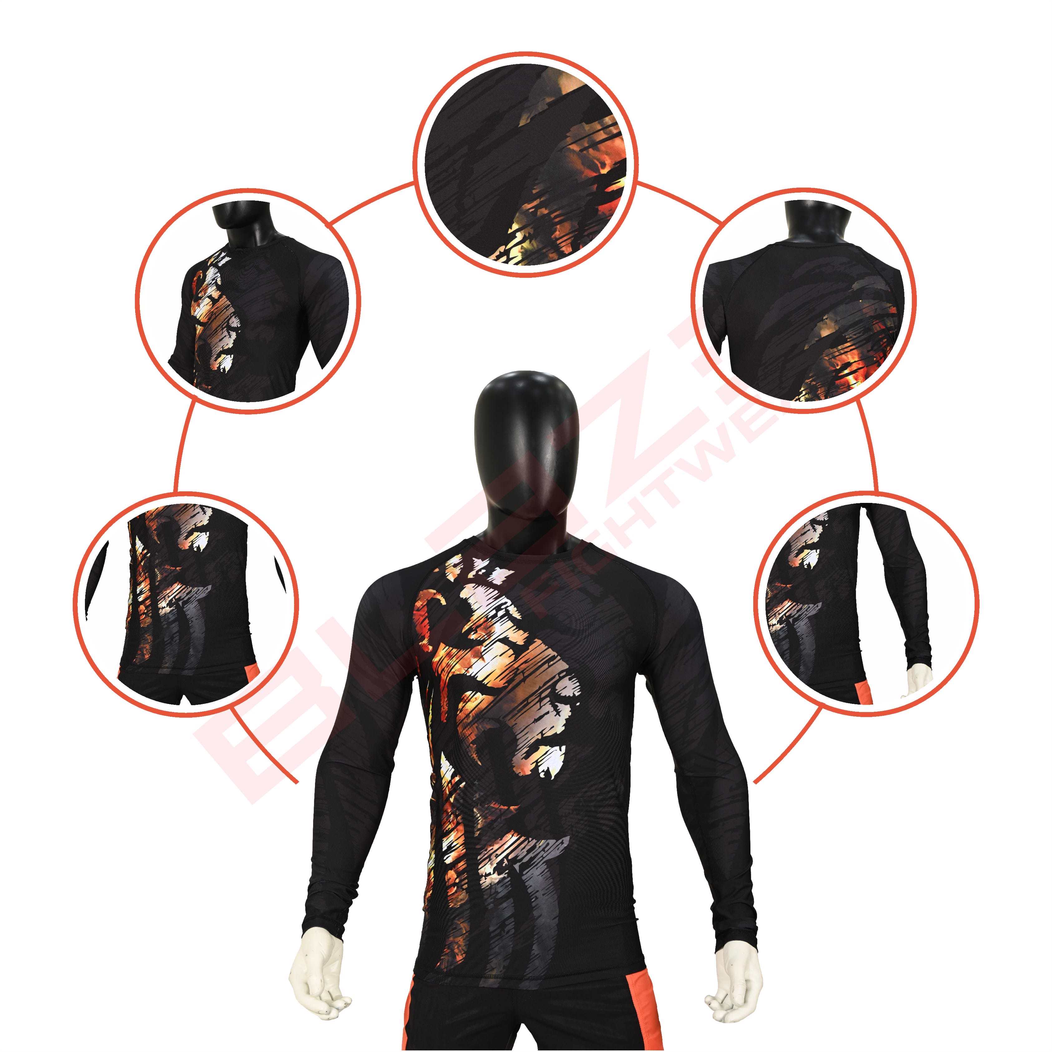 New Customized MMA Rash Guard full Sleeve Rash Guard OEM Sublimation printed High Quality BJJ SUITE  - view 4