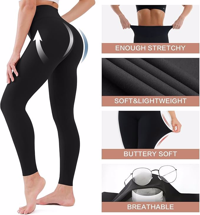 High Waisted Leggings for Women-Soft Athletic Tummy Control Pants for Running Yoga Workout Reg & Plu - view 4