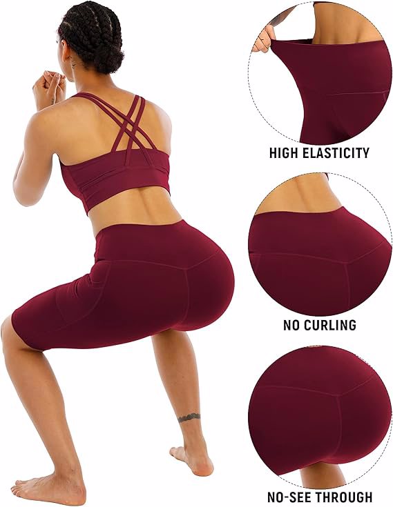 Thick High Waist Yoga Pants with Pockets, Tummy Control Workout Running Yoga Leggings for Women - view 3