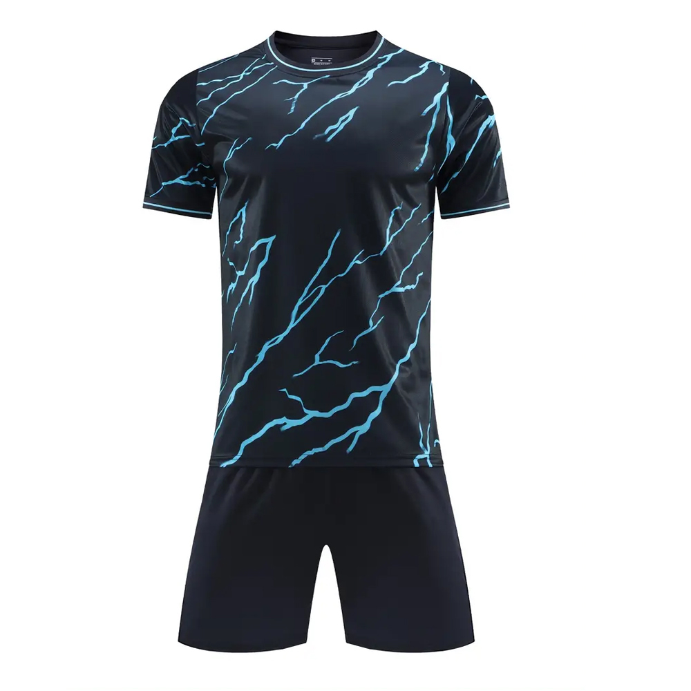 Comfort Fit Premium Quality Black Blue Color O Neck Style Adult Game Training Wear Soccer Uniform - view 3