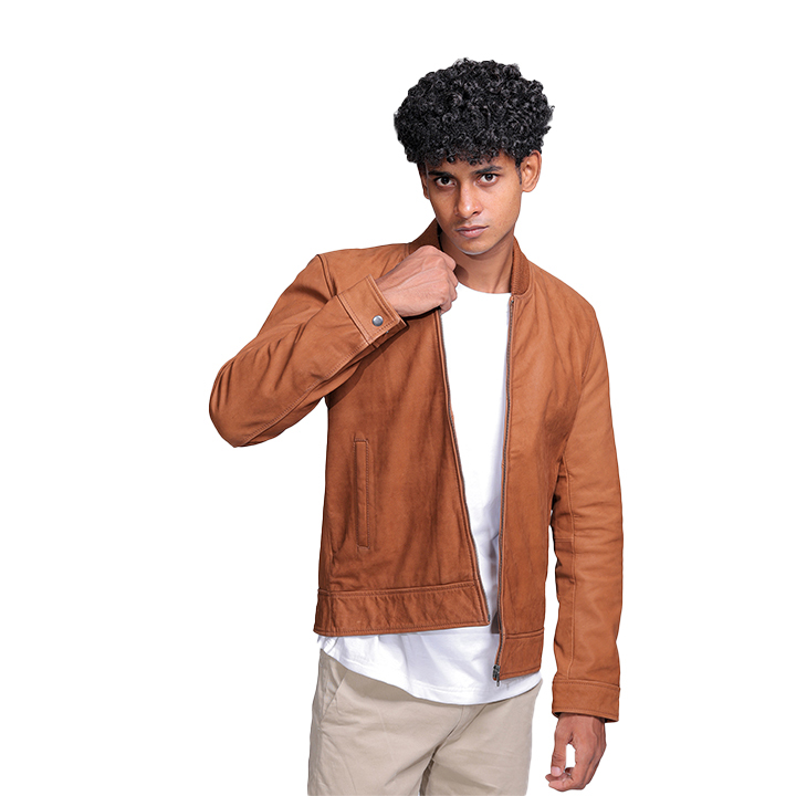 Eugene Brown Suede Leather Bomber Jacket
